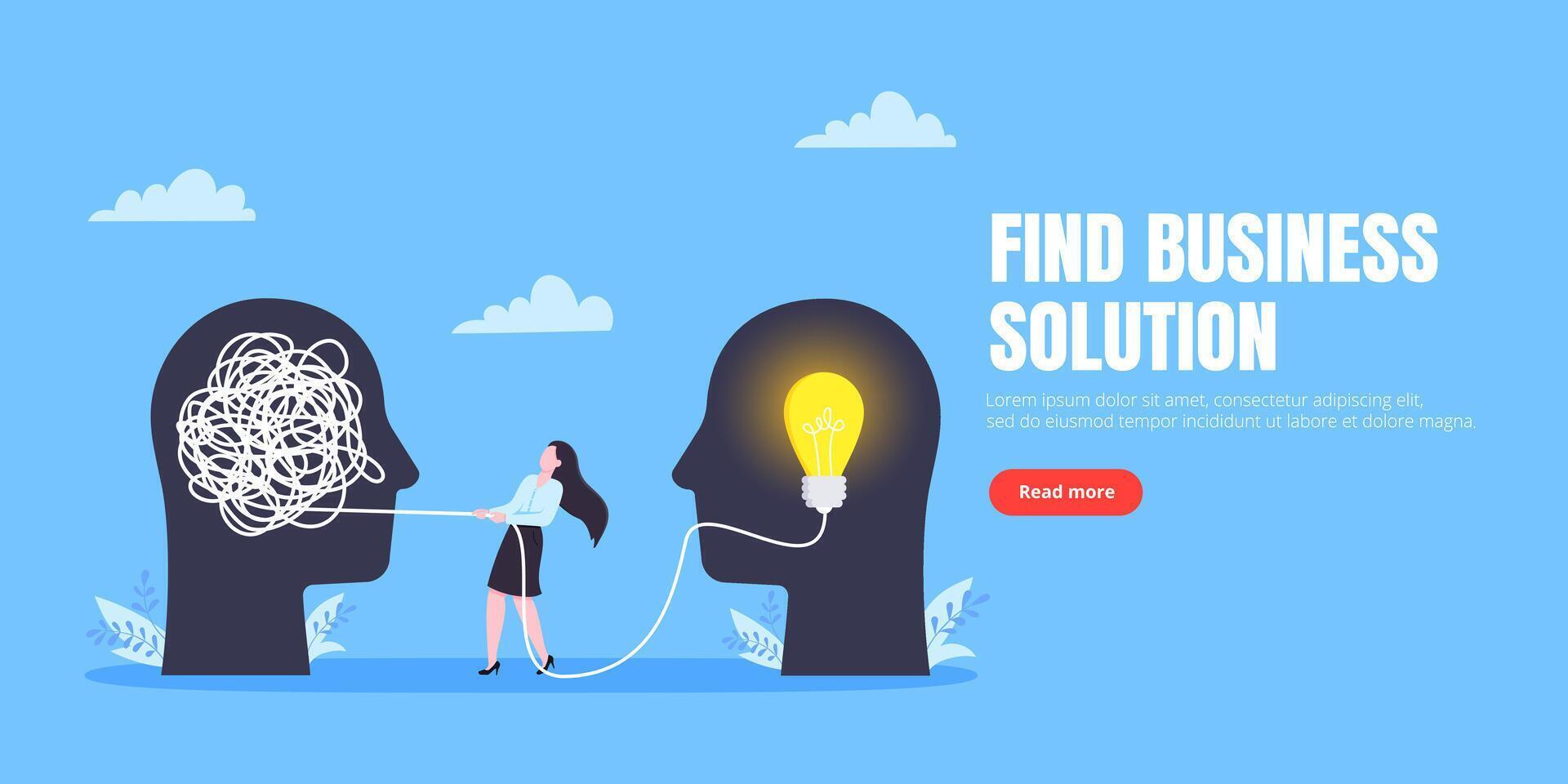 Unravel business chaos ravel process with tangle difficult problem mess business concept vector