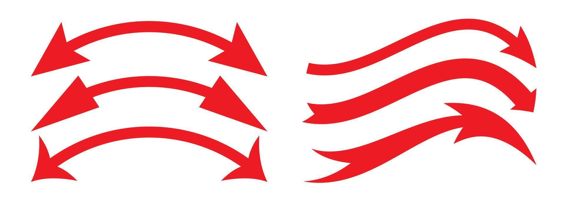 Red Arrow icon on white background. For web site design, logo, app. Curved arrow sign. vector
