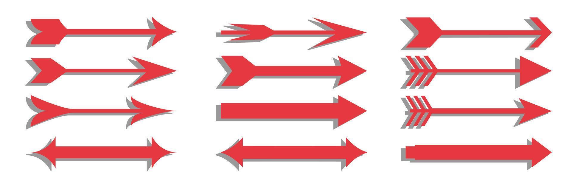a set of red arrows on a white background vector