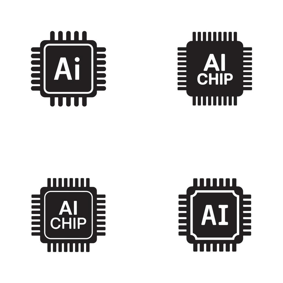 AI Chip Icons set. vector