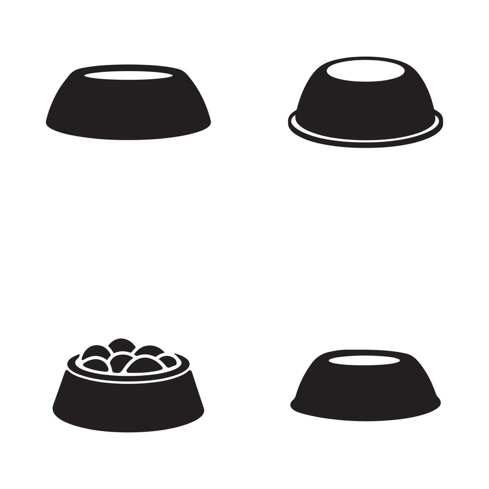 Pet Food Bowls Icons set. Editable icon vector