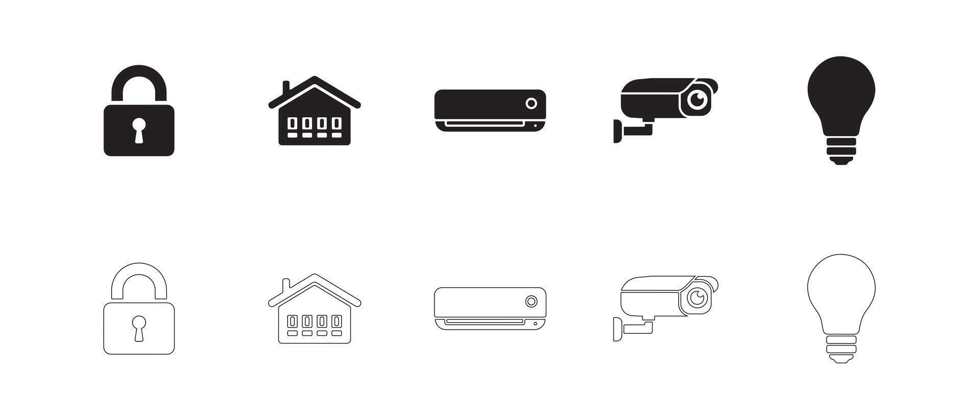 Energy Efficient Home and IoT Ecosystem Icons for Apps and UI vector
