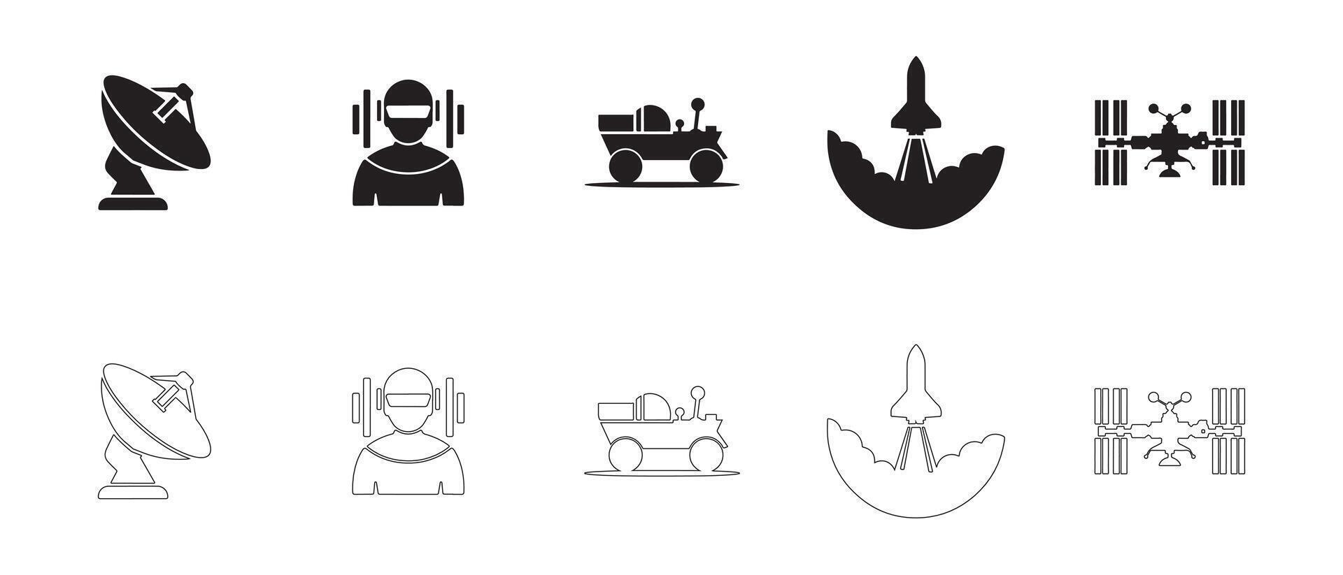 Modern Galaxy and Sci Fi Symbols for Apps and UI vector