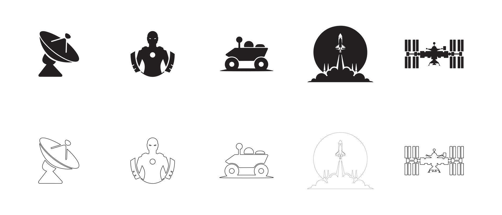 Futuristic AI and Robotics Icons for Digital Interfaces vector