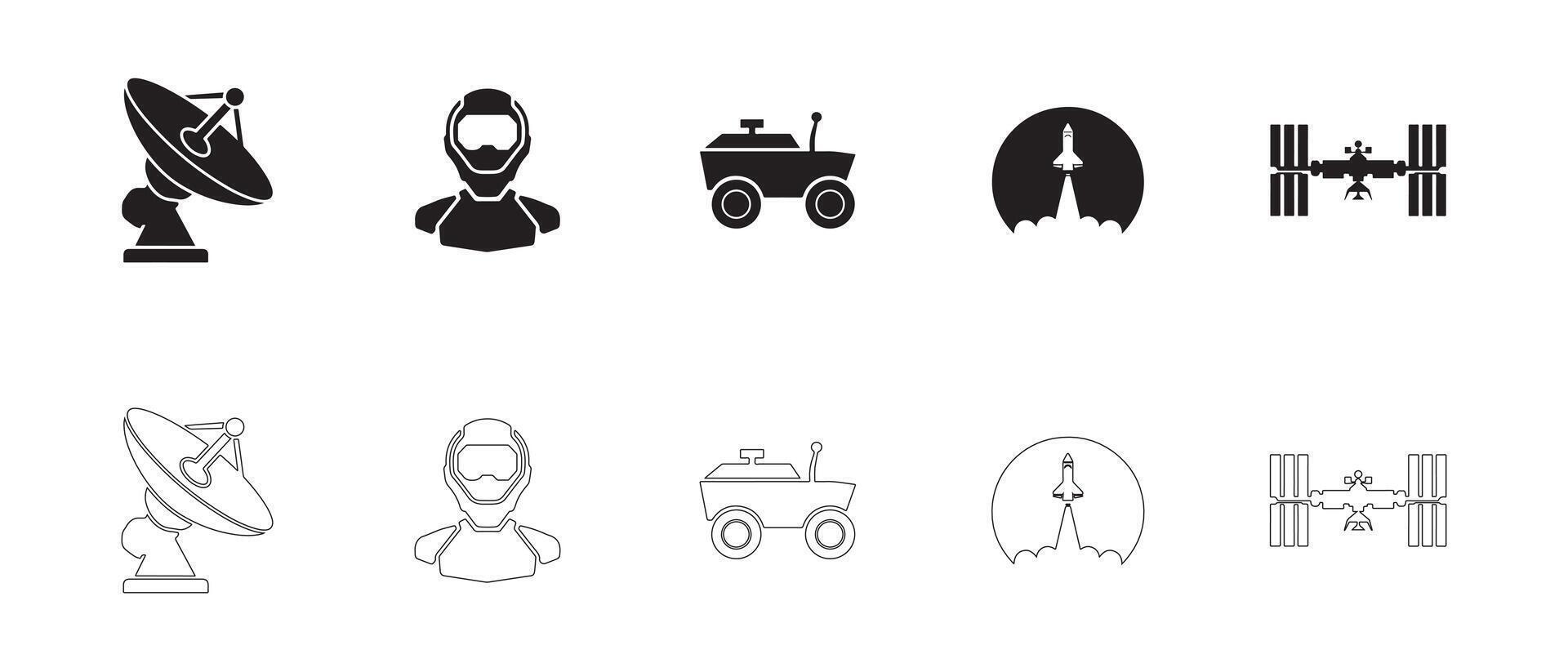 Essential Cosmic Exploration Icons for Web and Infographics vector