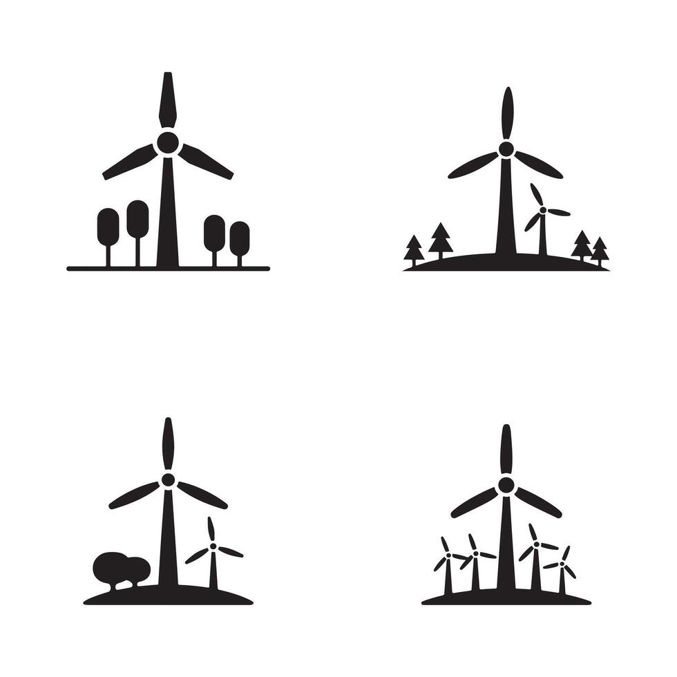 Wind Turbines Icons set. vector