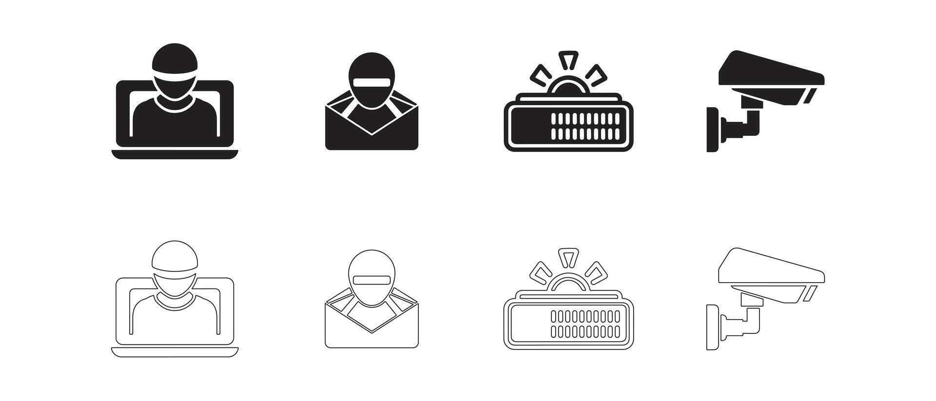 Modern Network Safety and Privacy Icons for Web and Infographics vector