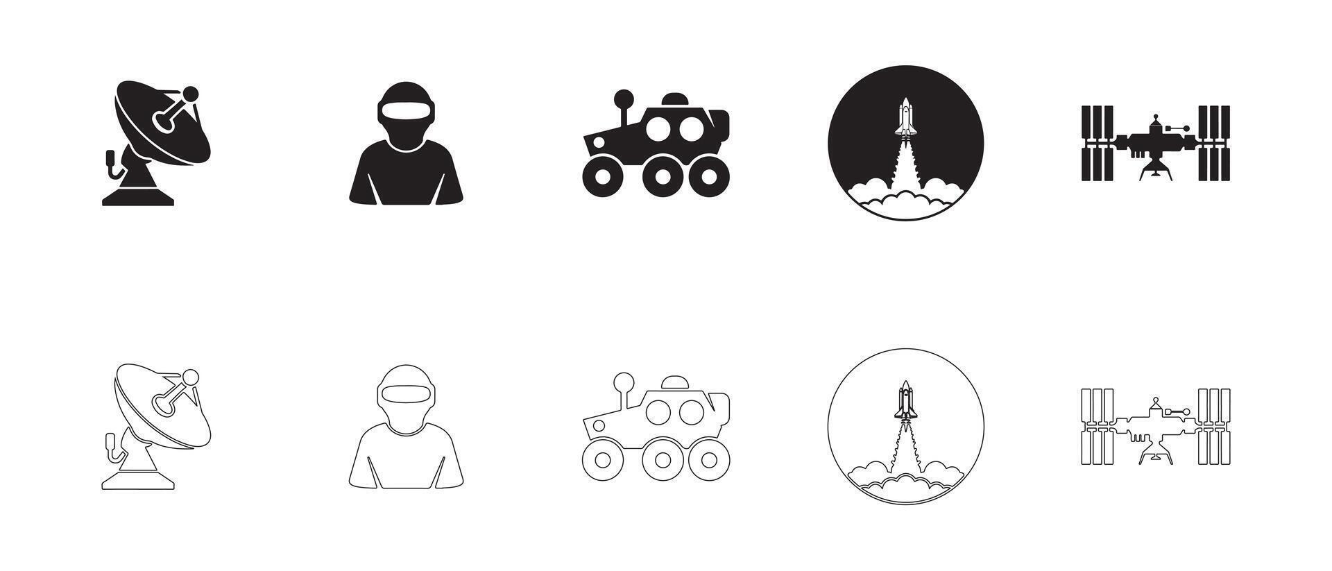 Space and Futuristic Icons Set for Digital and Print Use vector