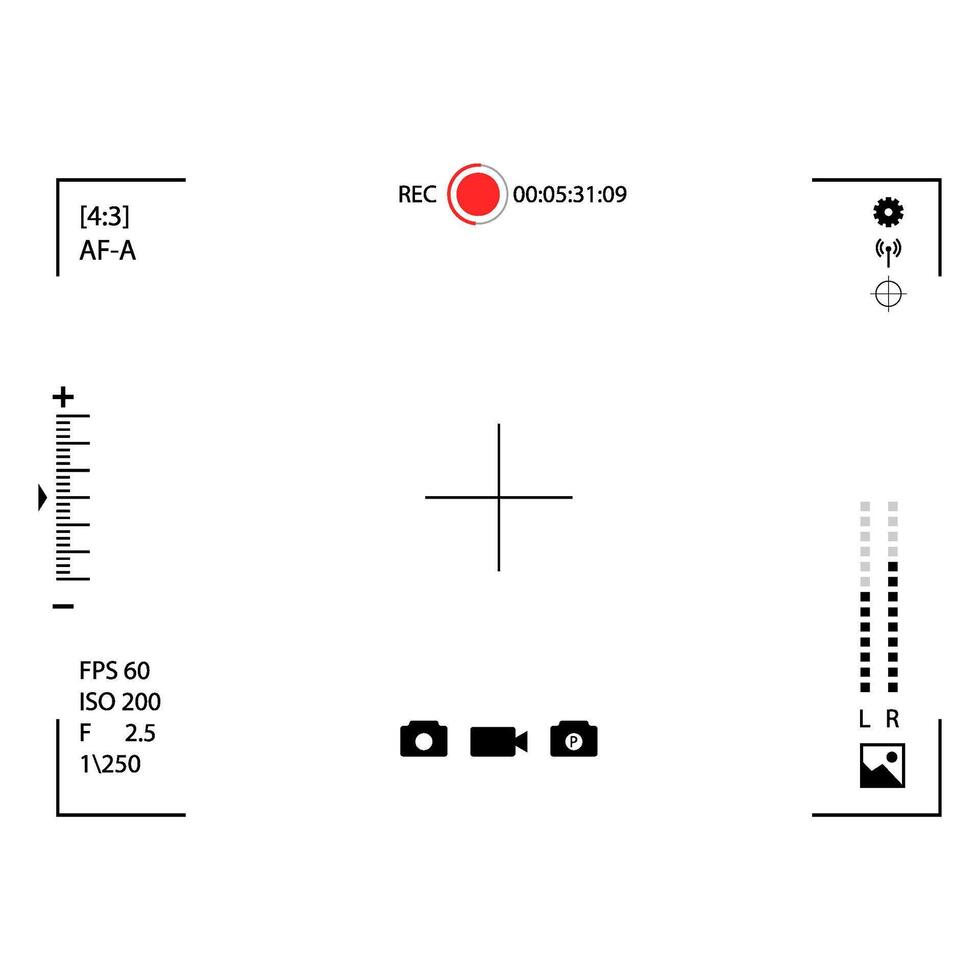 capture shooting camera, clarity photography and snapshot, lens device and focus, shoot and shutter picture camcorder interface vector
