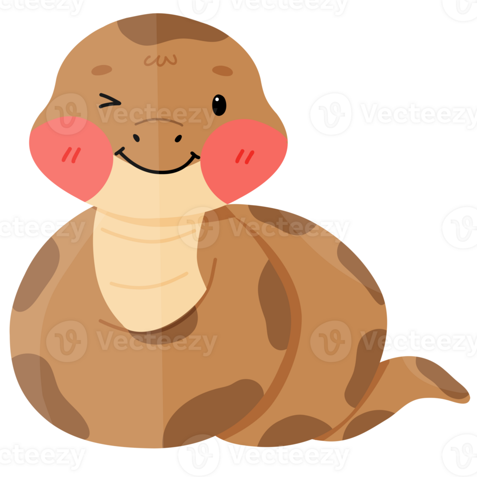 Cute snake and winking smiling, kawaii snake png