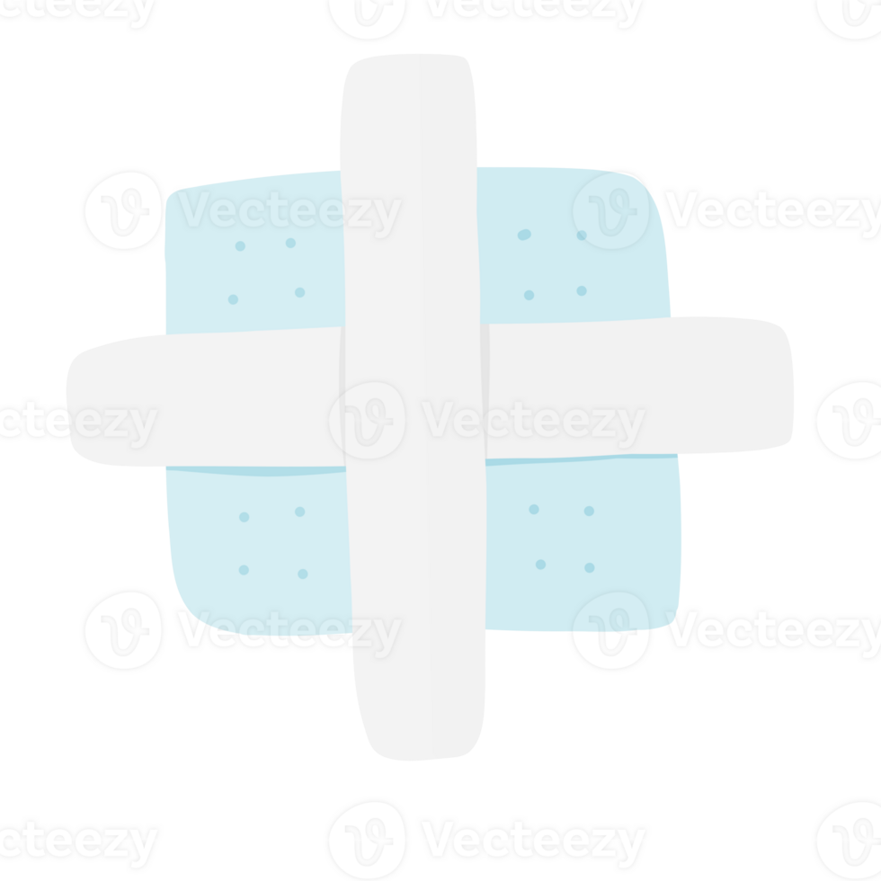 A white bandage with a blue cross on it png