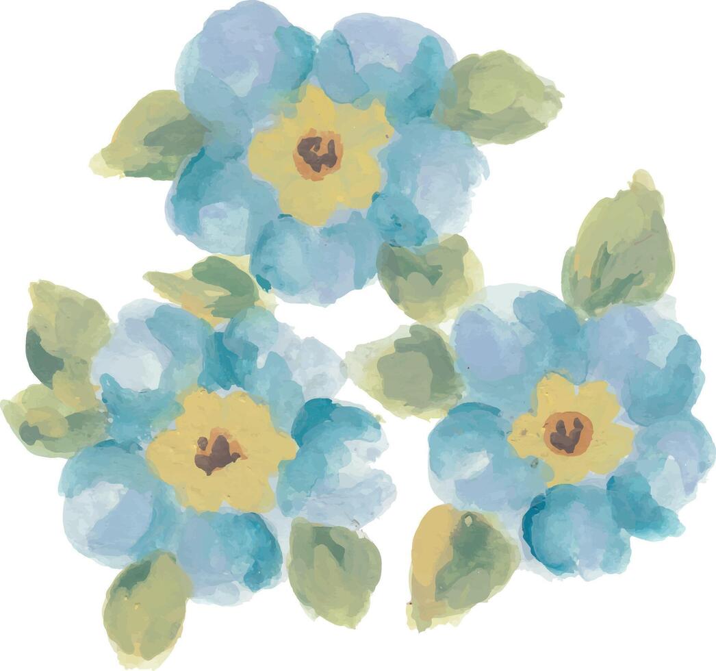 Forget me not blue flower hand drawn watercolor vector