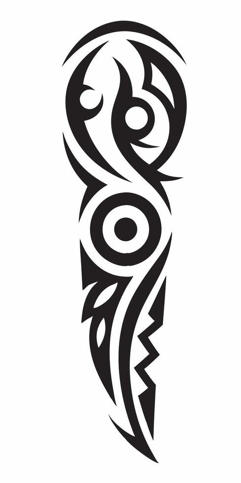 Intricate Black Tribal Tattoo with Sharp and Curved Lines vector