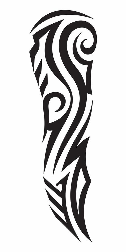 Feminine Tribal Tattoo with Soft Swirls and Bold Edges vector