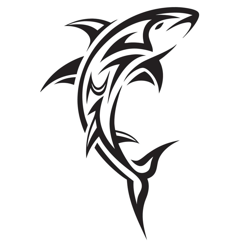 Cultural Polynesian Shark Tattoo Design Featuring Fierce Marine Predator and Tribal Aesthetics vector