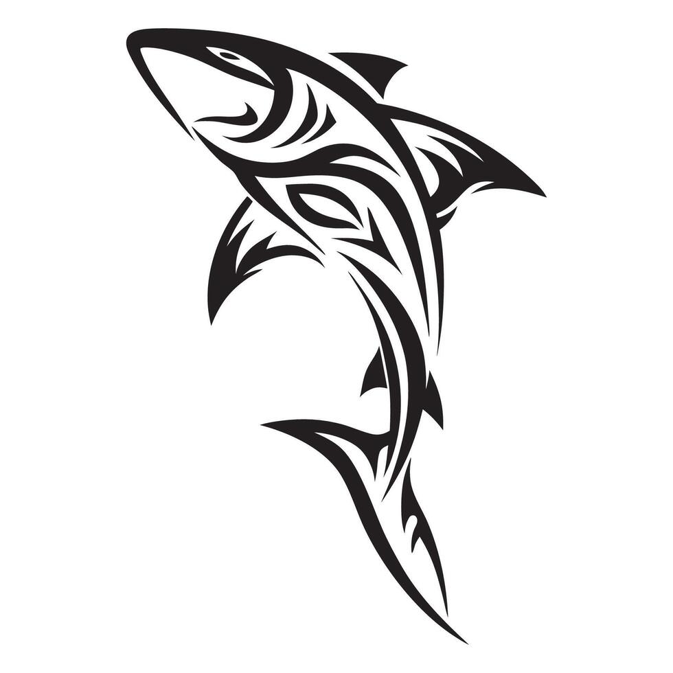 Tribal Shark Tattoo Inspired by Polynesian Mythology Symbolizing Strength and Bravery vector