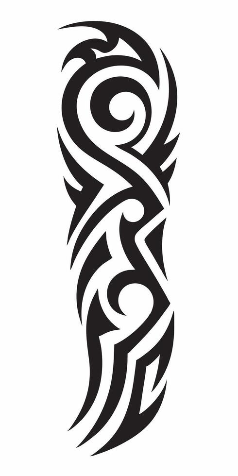 Full Sleeve Tribal Tattoo with Flowing and Sharp Design vector