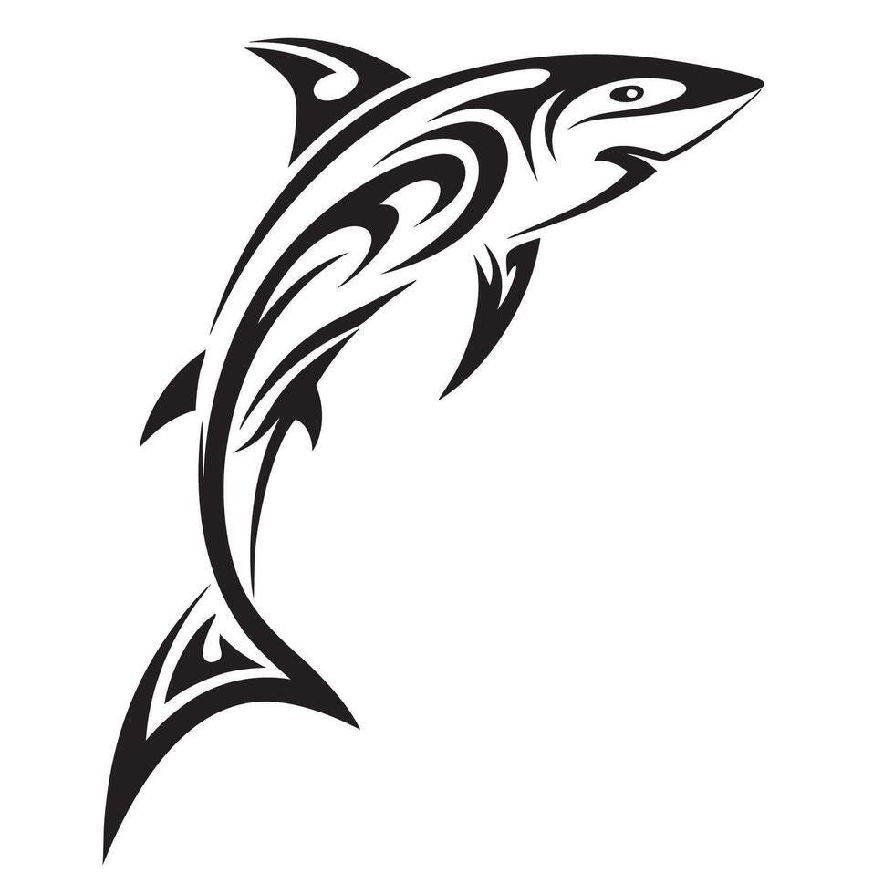 Polynesian Shark Tattoo Design Featuring Sharp Tribal Details and Deep Cultural Meaning vector
