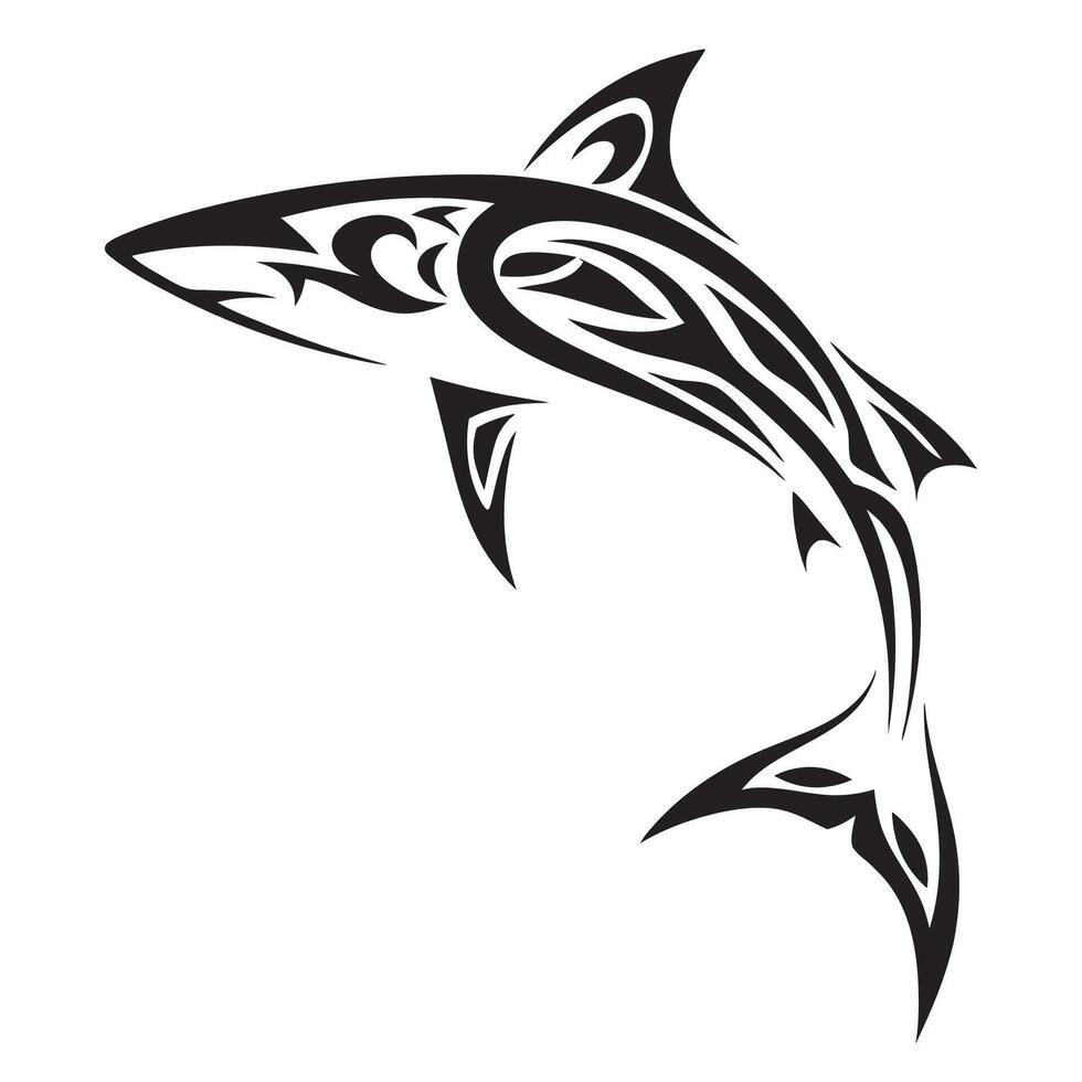 Polynesian Tattoo of a Shark with Bold Swirls Geometric Shapes and Sacred Meanings vector