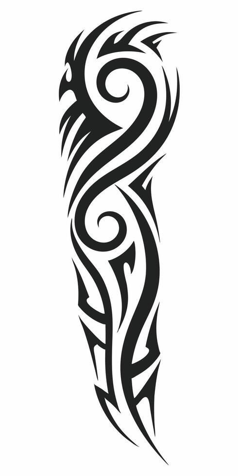 Stunning Artistic Tribal Tattoo with Sharp Black Lines vector