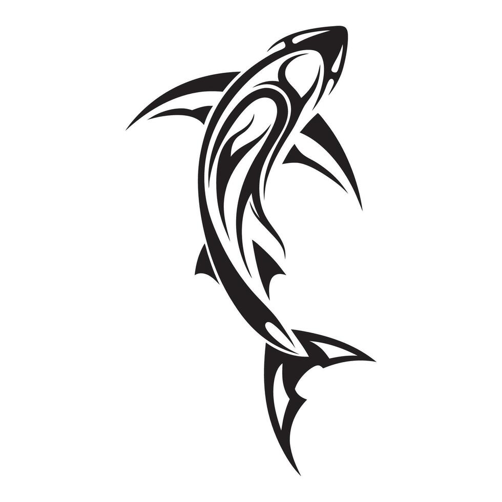 Samoan Shark Tattoo in Polynesian Tribal Style Representing Protection and Strength vector