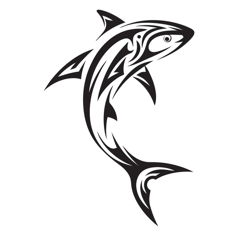 Traditional Polynesian Shark Tattoo Design Inspired by Samoan and Hawaiian Art vector