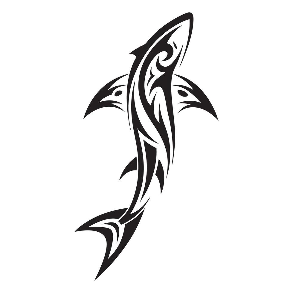 Dynamic Polynesian Shark Tattoo with Ethnic Elements Perfect for a Meaningful Design vector