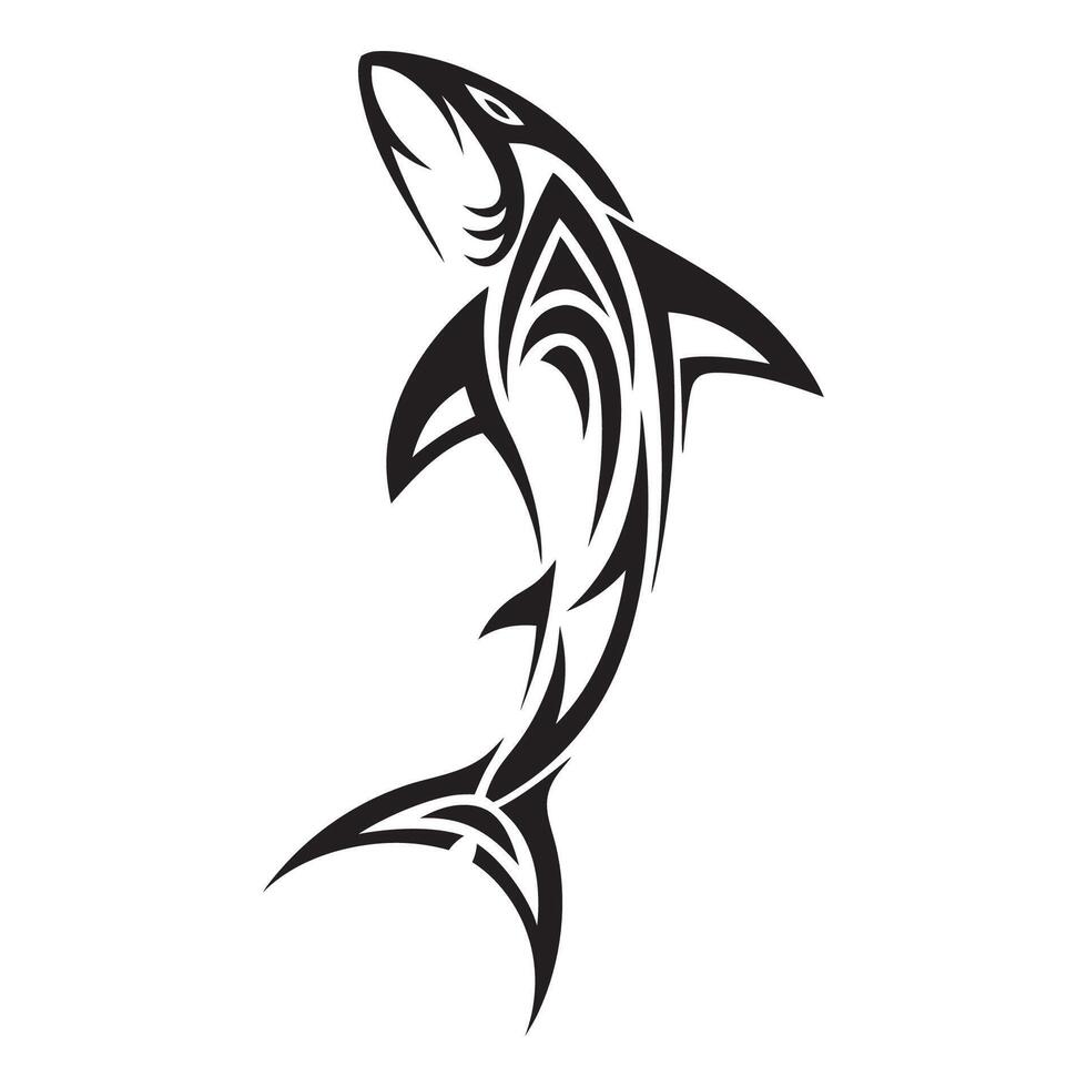 Tribal Shark Tattoo for Ocean Lovers in Polynesian Style with Cultural Heritage Elements vector