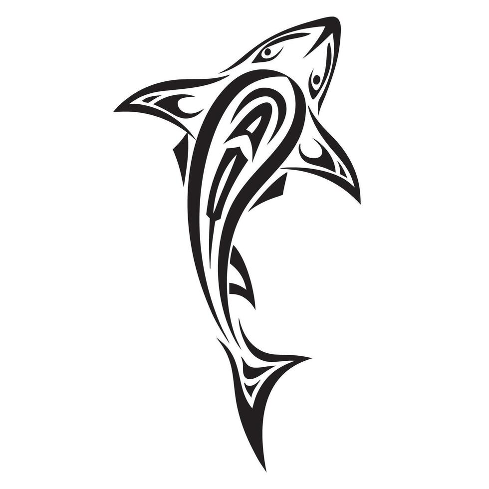 Authentic Tribal Shark Tattoo Inspired by Polynesian Mythology and Warrior Traditions vector