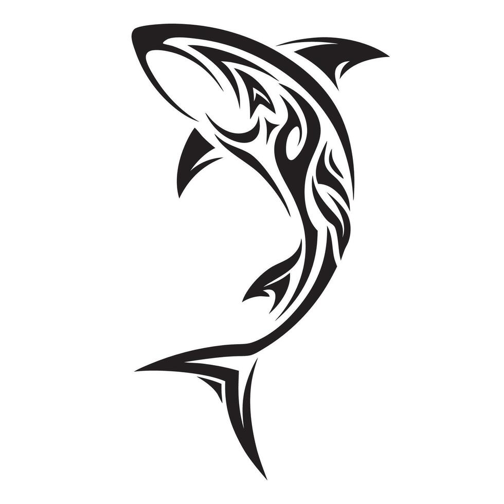 Ocean Warrior Polynesian Shark Tattoo with Traditional Tribal Design and Symbolic Elements vector