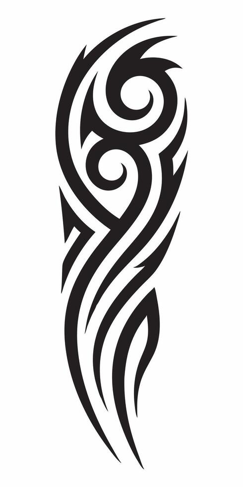 Black Tribal Tattoo Art with Curved and Symmetrical Design vector