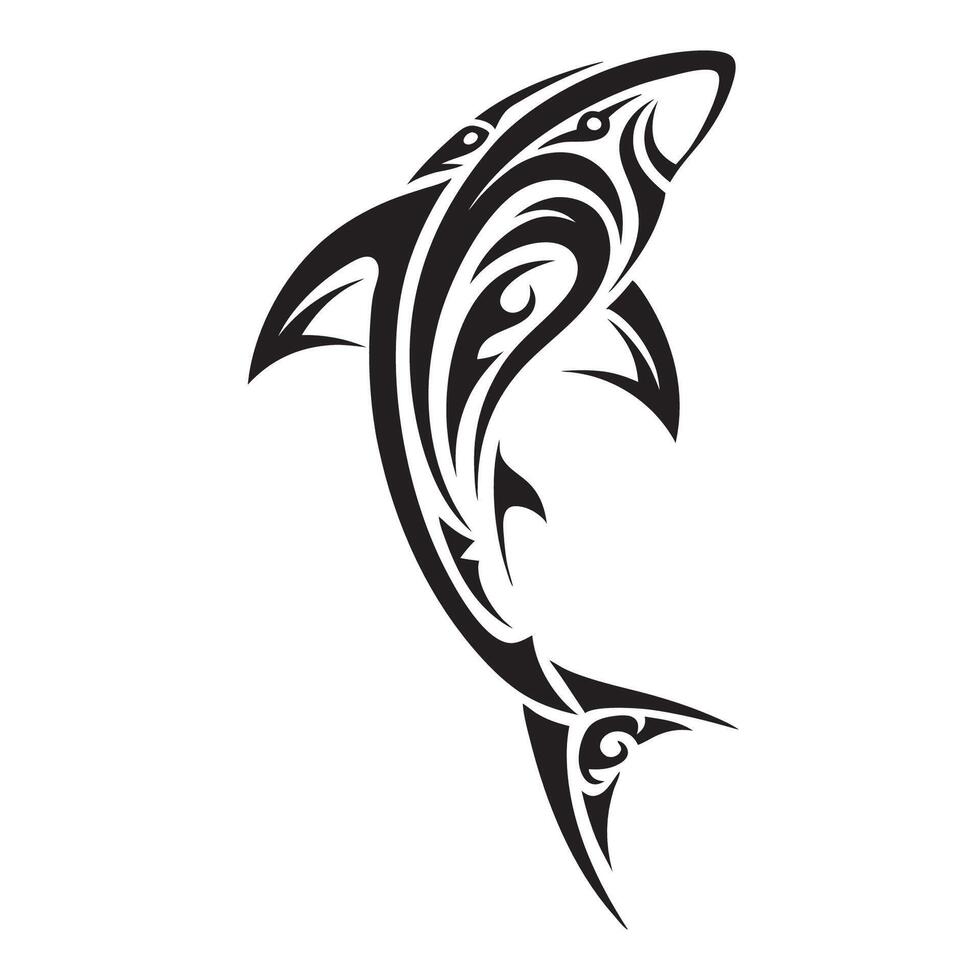 Intricate Polynesian Tribal Tattoo of a Shark Representing Strength Ocean Power and Protection vector