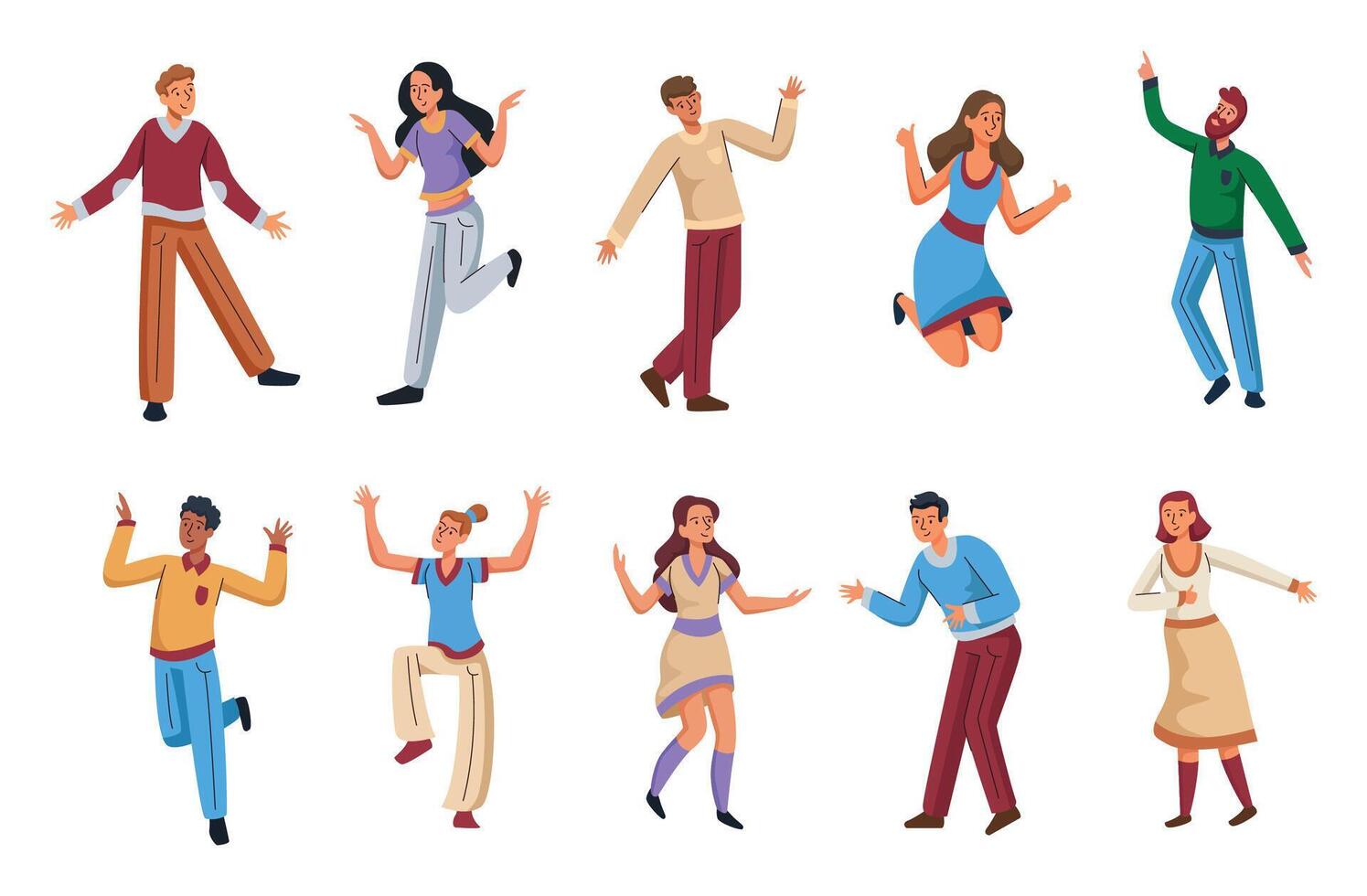 A variety of cheerful and vibrant characters are joyfully dancing and celebrating together vector