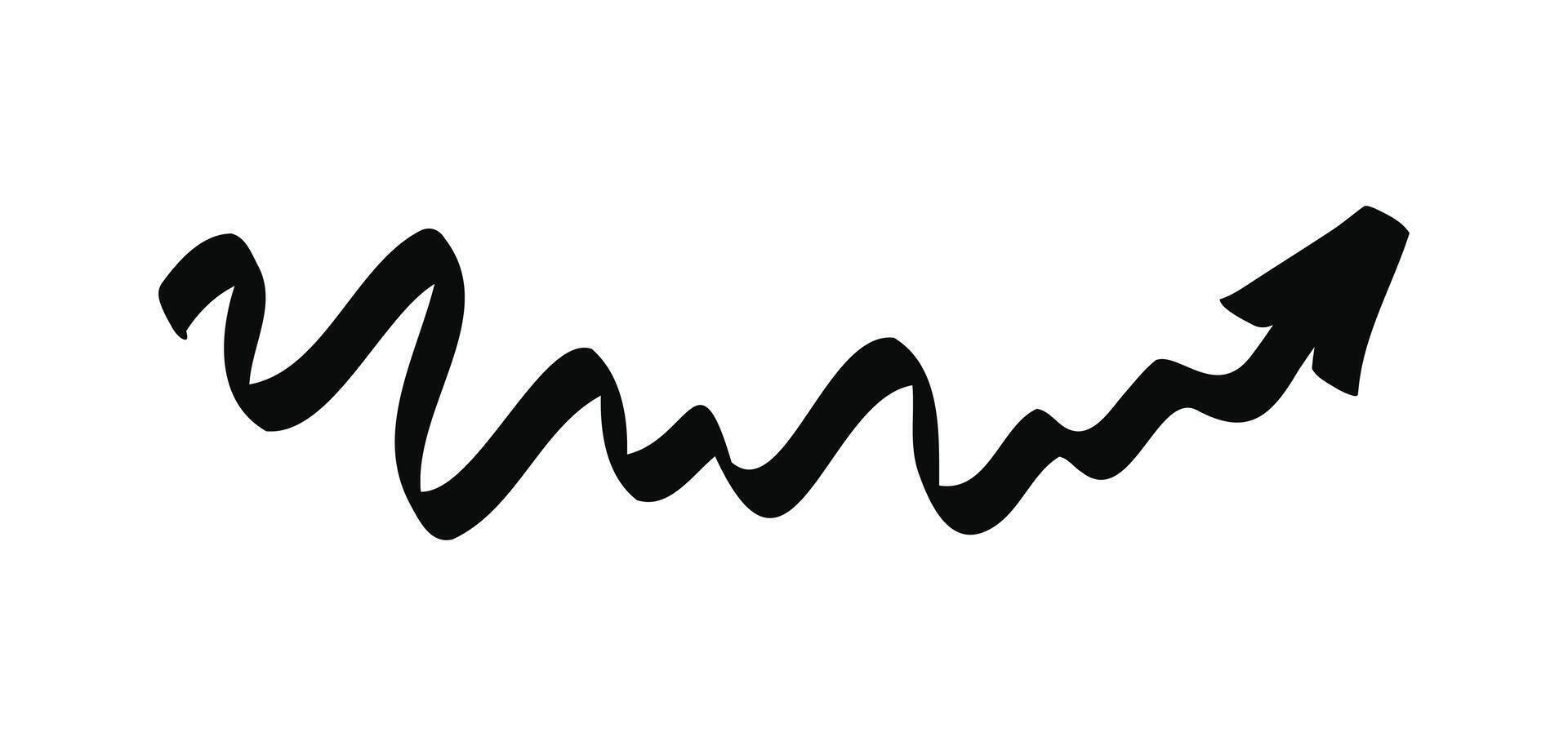 wavy doodle arrow isolated on a white vector