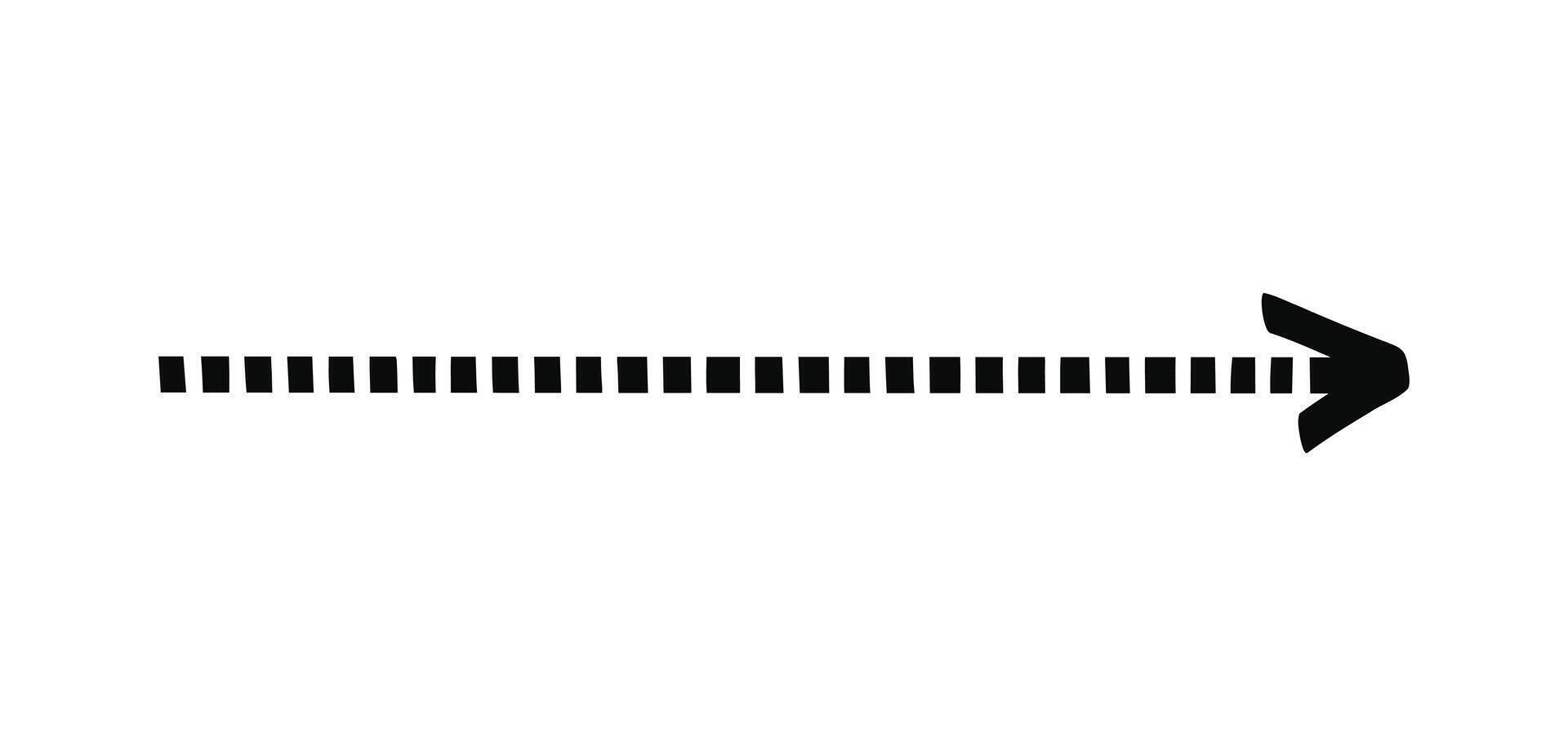 doodle dashed arrow isolated on a white vector