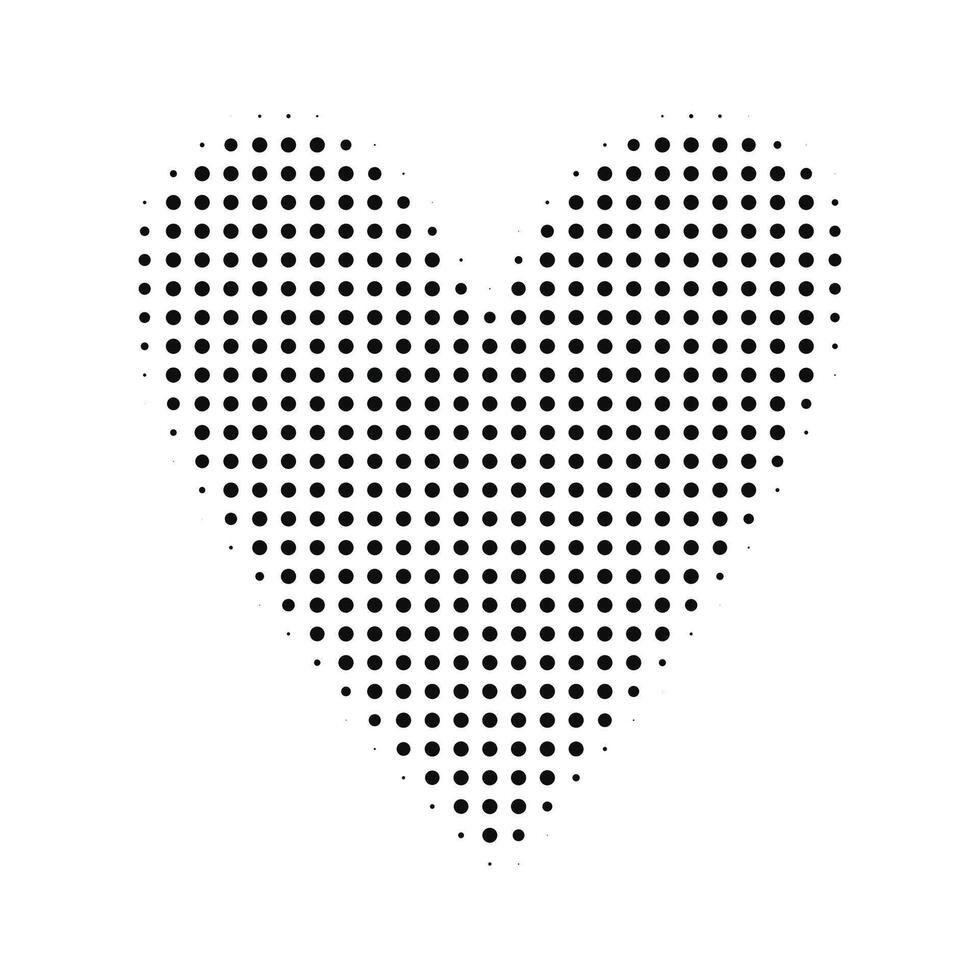 abstract halftone heart shape. Isolated pop art dotted overlay texture vector