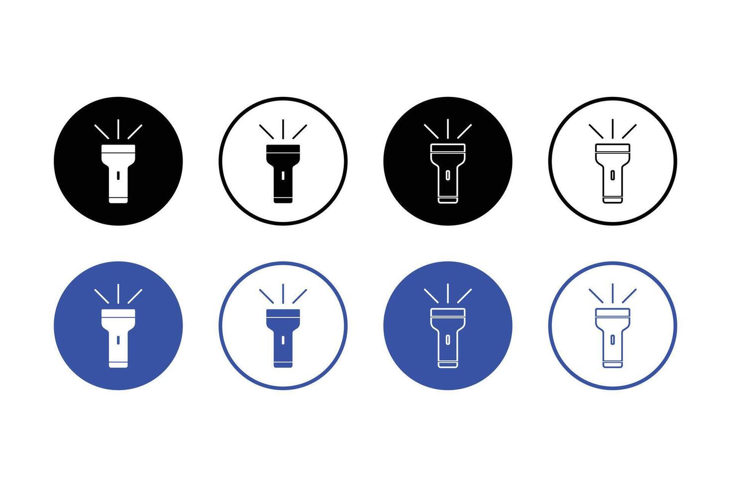 torch, light or flashlight icon set variations vector