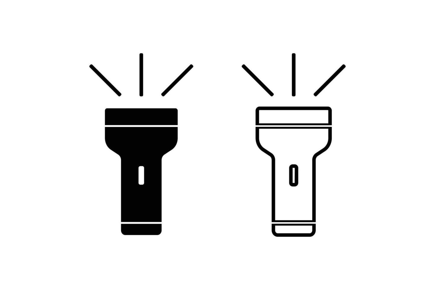 torch, light or flashlight icon set vector