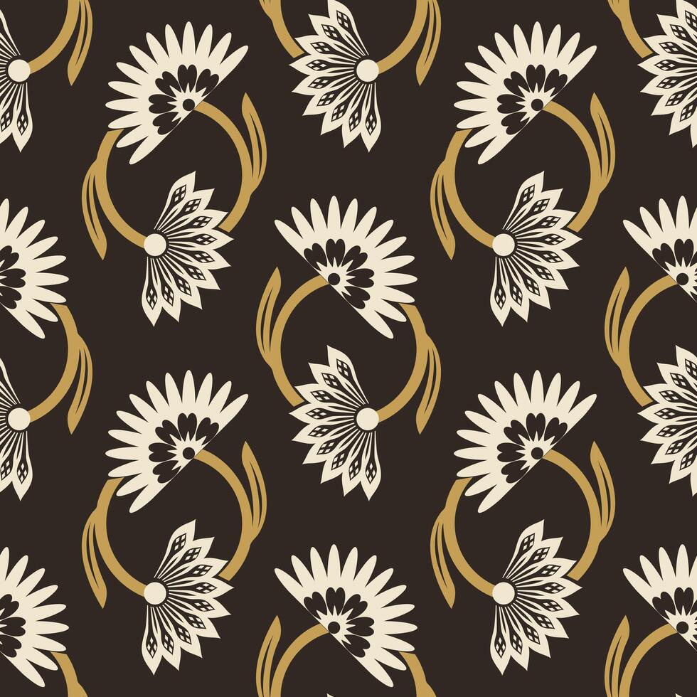 Geometric Motif Floral Seamless Abstract Floral Textile Design Ethnic Seamless Pattern. vector
