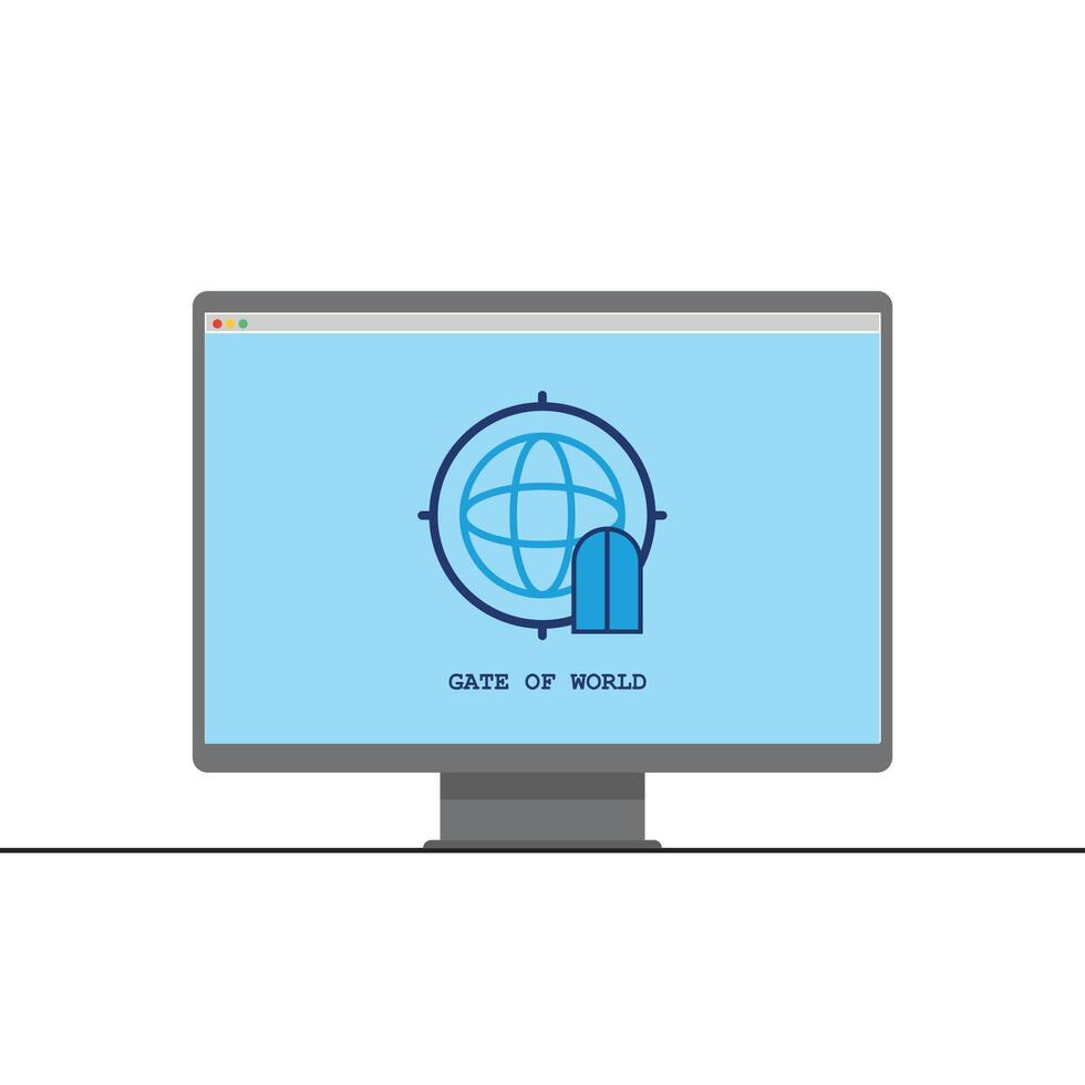 Global Internet Access Concept with Open Gateway on Computer Screen for Digital Connectivity vector
