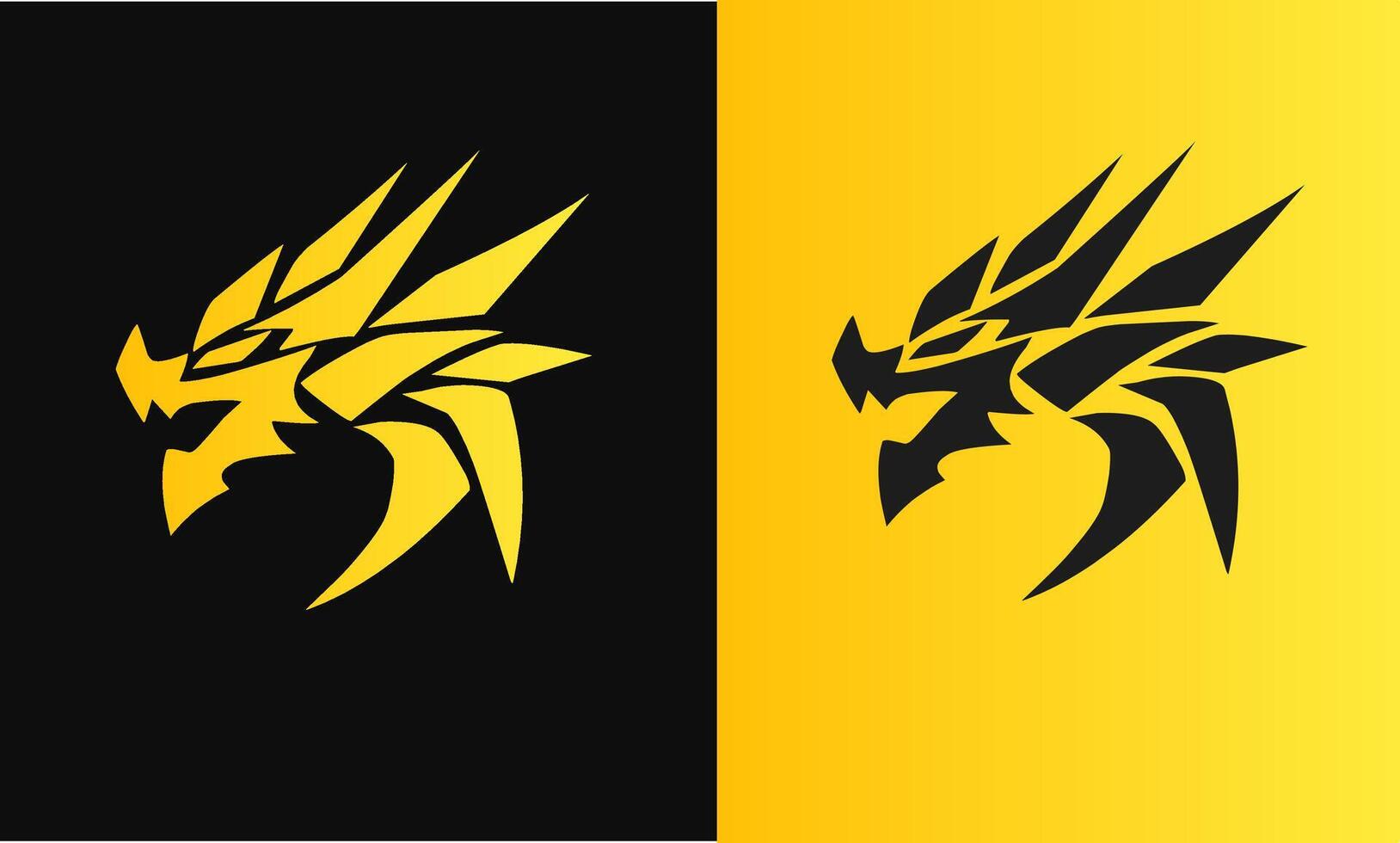abstract design dragon head in gold and black for symbols, logo templates vector