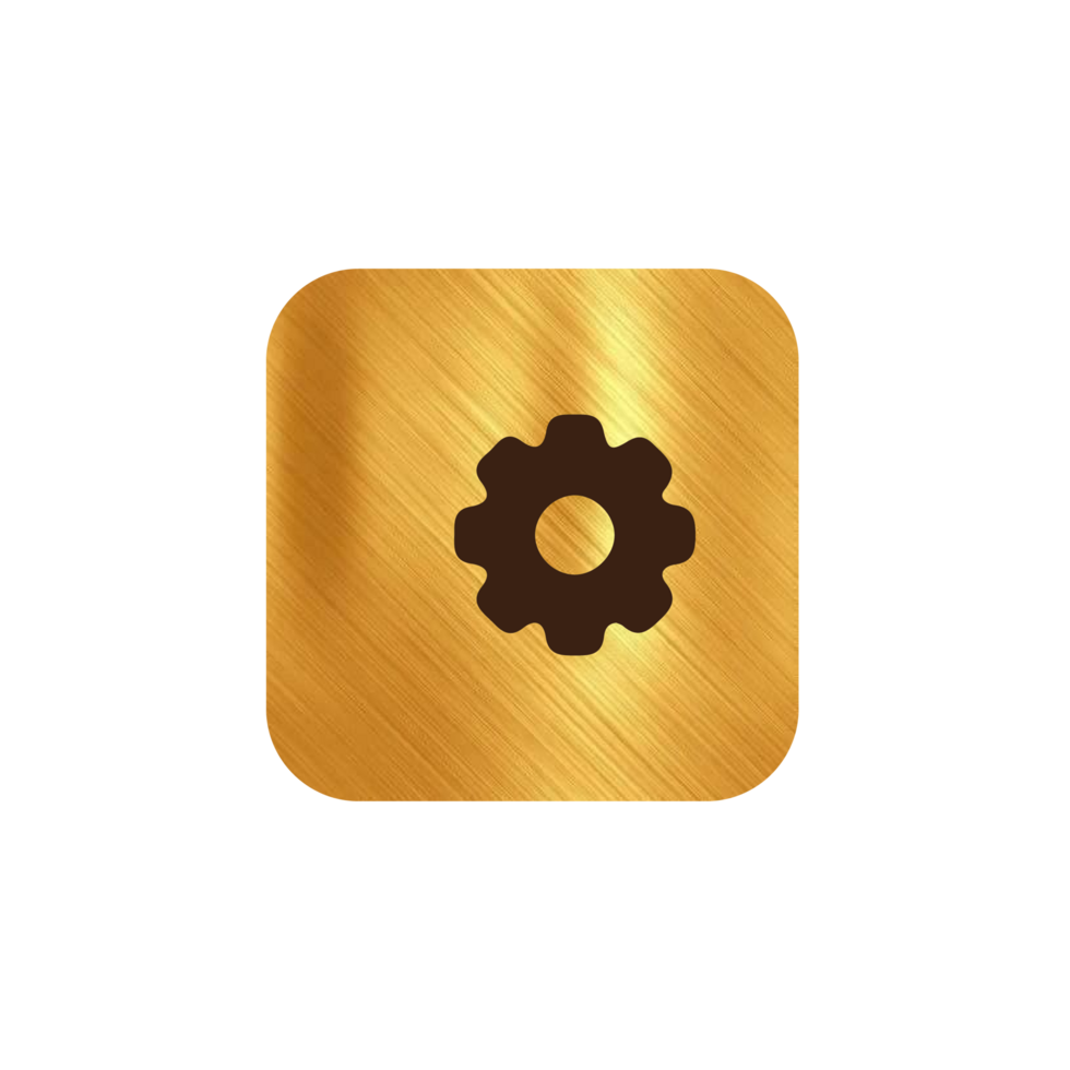 A gold icon with a gear on it png