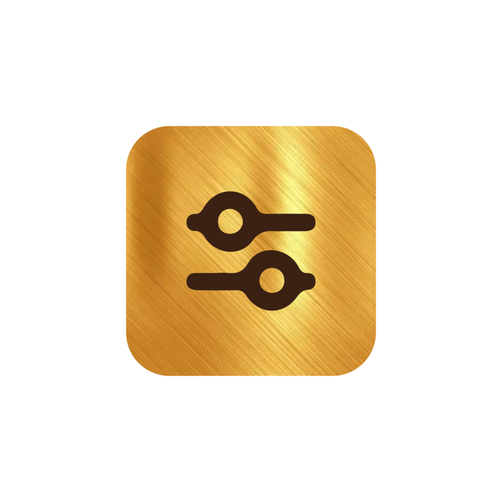 A gold icon with two flat and white symbols flat png