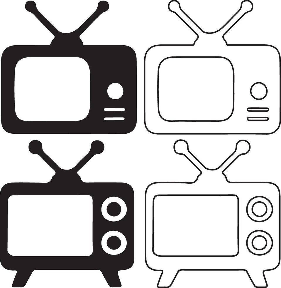 Televsion silhouette bundle icon design vector