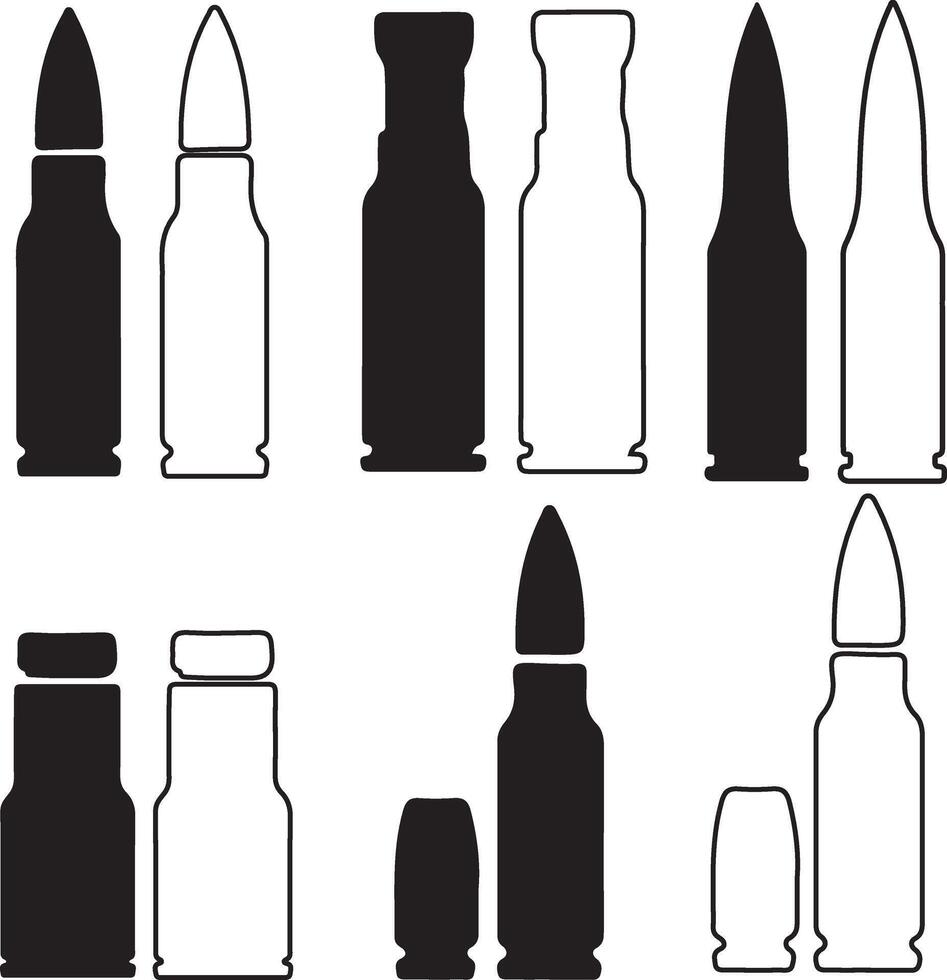 Bullet Flat And Outline Silhouette Icon Design vector