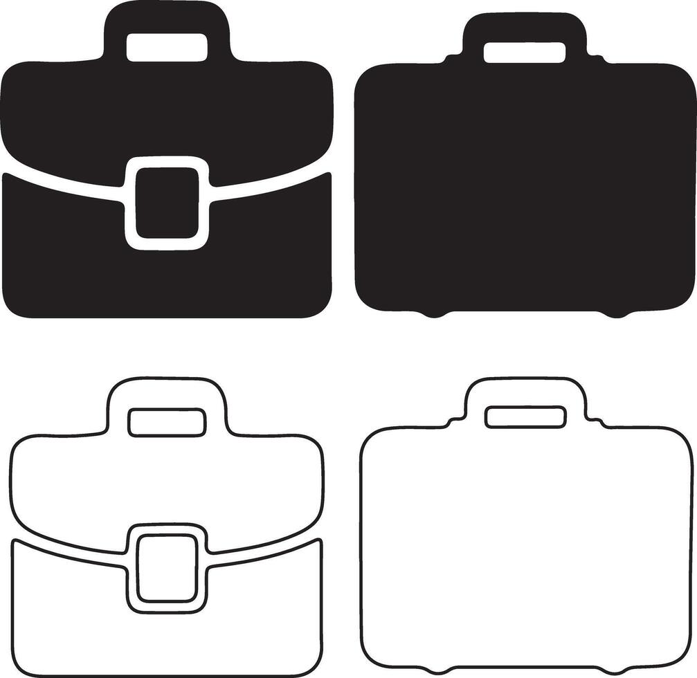 Briefcase silhouette icon bundle on white background vector