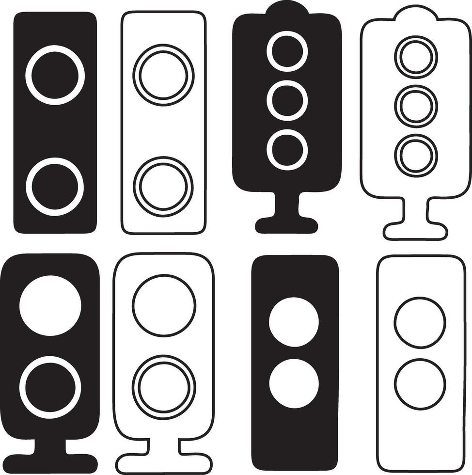 Traffic Light silhouette icon bundle on white background vector