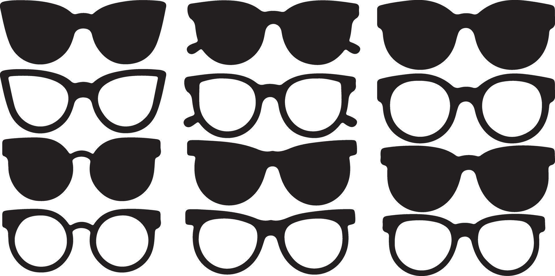 Sunglasses silhouette bundle icon design on white background vector