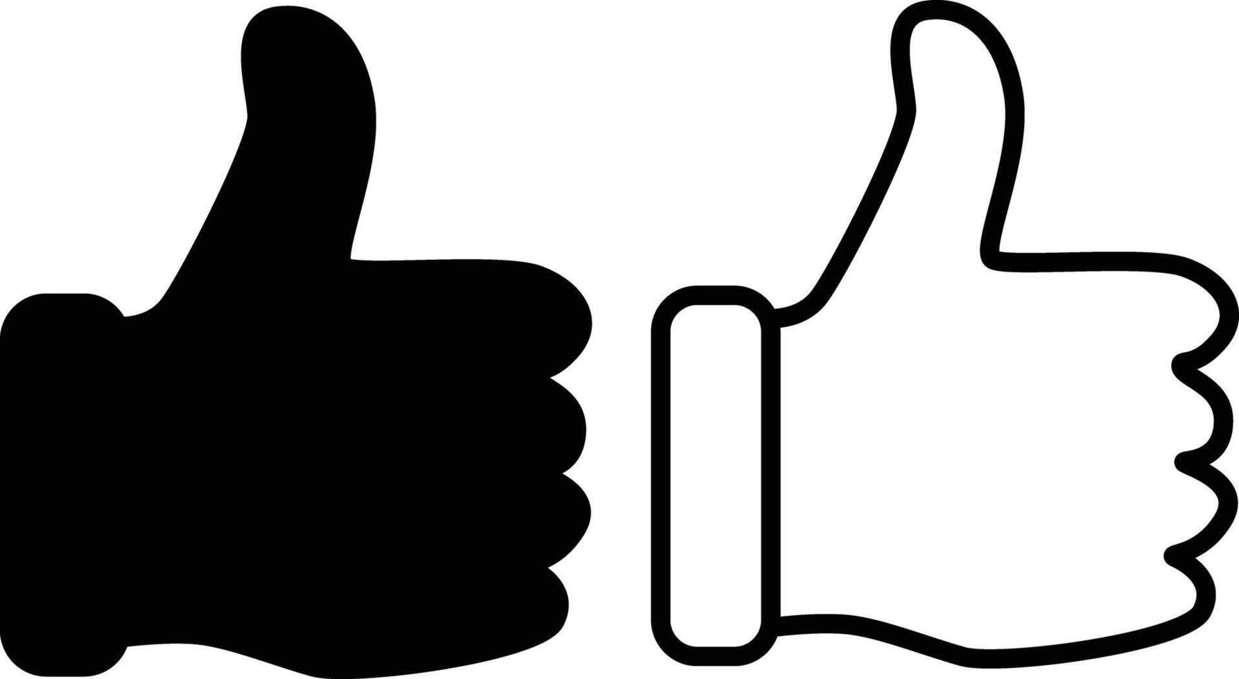 Thumbs up Flat And Outline Icon On White Background vector
