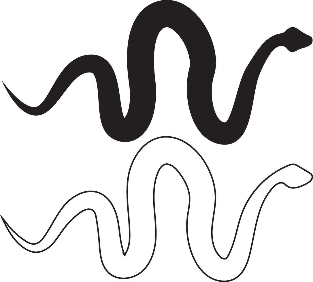 Snake Flat And Outline Silhouette Icon Design vector